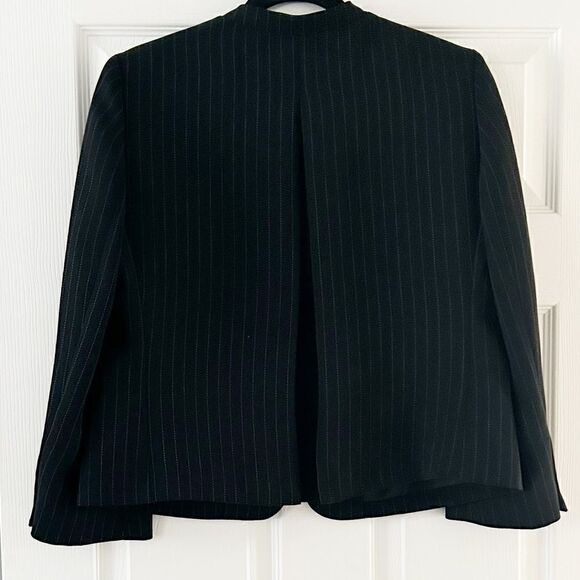 Calvin Klein Black Pinstripe Suit Blazer Size 4 Pants Size 8 - Picture 3 of 16